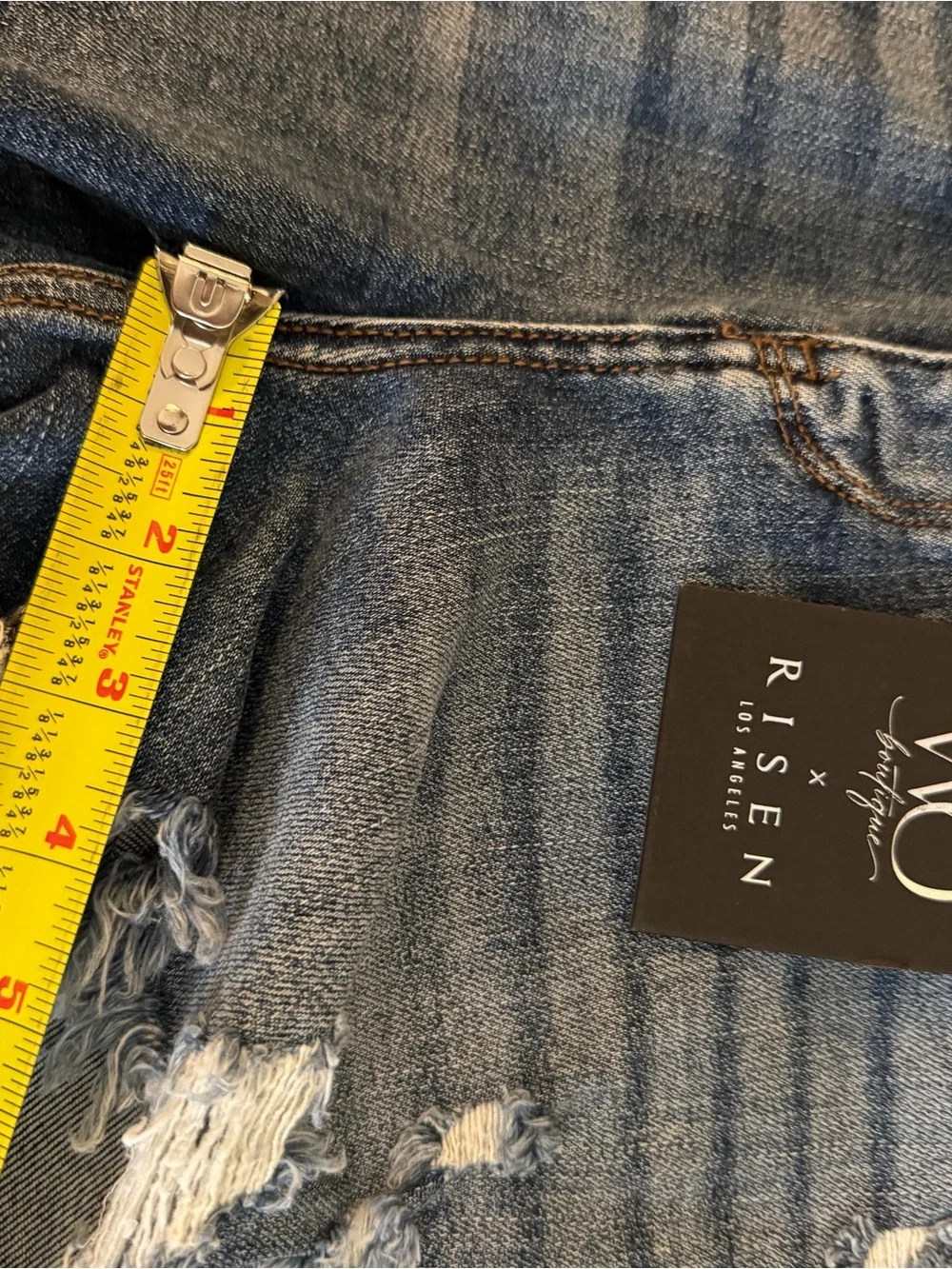 Risen High-Rise Distressed Denim Shorts NEW